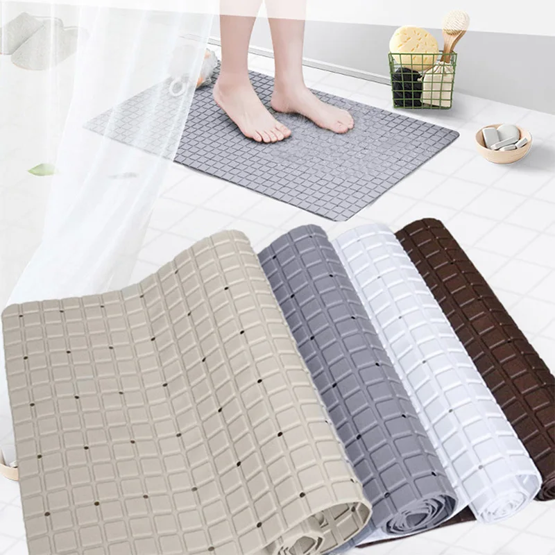 

40*71CM Grid Design PVC Non-Slip Suction Cup Mats Home Toilet Shower Pad Shower Mats WC Bathroom Bathtub Mats Safety