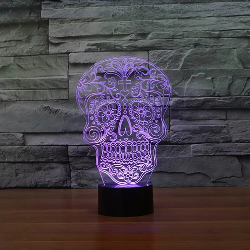 

Creative Artistic 3D Visualization Skull Shpe LED Night Table Lamp for Home Decoration.