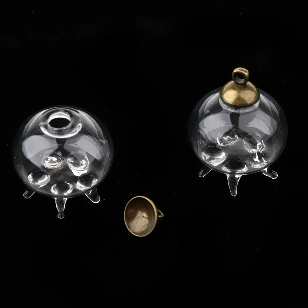 2Pcs Mini Jellyfish Shape Empty Glass Wishing Bottles Vial Pendant Charms DIY Craft