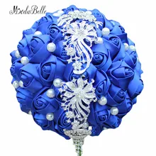 Modabelle Искусственный Свадебный королевские букеты Синие Свадебные букеты с хрустальным жемчугом атласные розы Букет невесты De Mariage