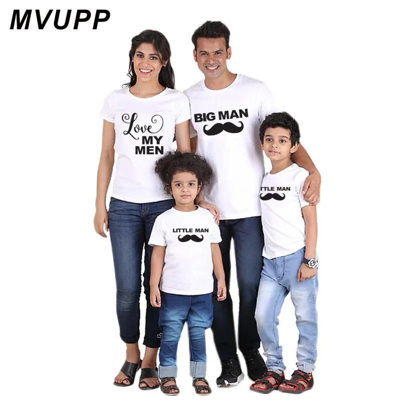 MVUPP одинаковые комплекты для семьи футболка с надписью love big little man Папа мама и