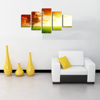 

Unframed 5 Panels Tree Lawn landscape Canvas Print Painting Modern Canvas Wall Art for Wall Decor Home Decoration Artwork
