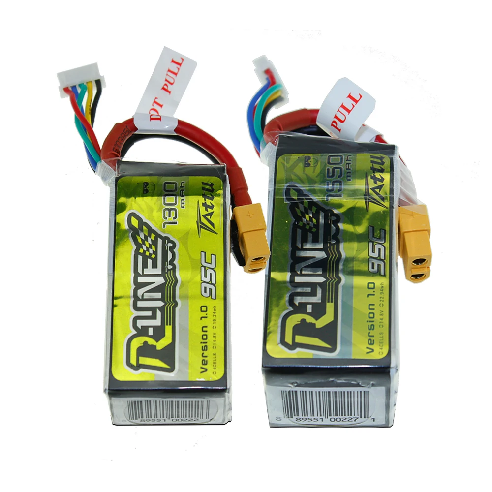 

Ace Tattu R-Line LiPo Rechargeable Battery 4s 1300mah 1550mAh 95C 14.8V 4S1P for RC FPV Racing Drone Quadcopter
