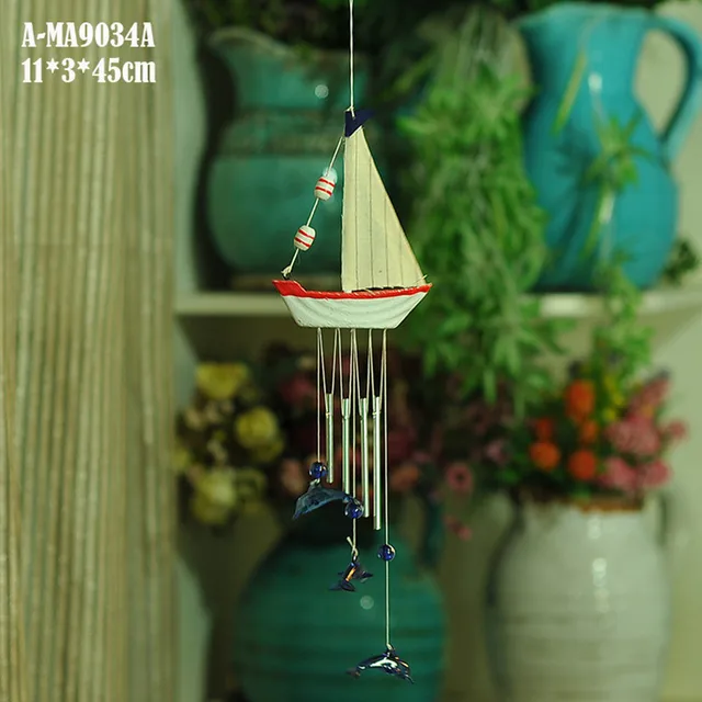 Sailing Ship Wind Chime Mediterranean Wooden Door Bell Hanging ... Sailing Ship Wind Chime Mediterranean Wooden Door Bell Hanging ...