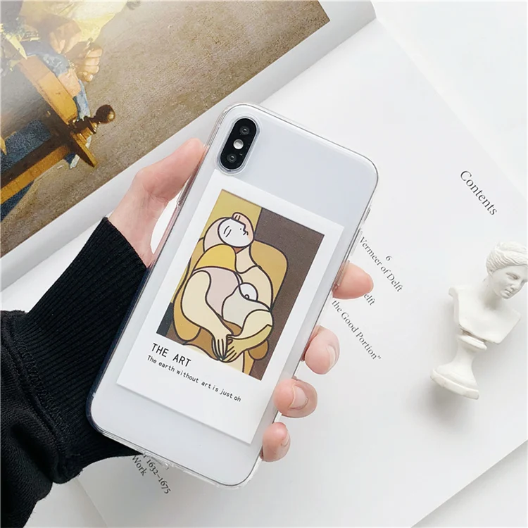 Oil painting card clear TPU phone Cases For iphone XS Max X XR XS for iphone 6 6s 7 8 plus Photo frame case back cover