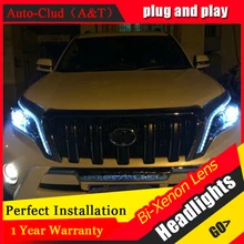 Auto Clud For 2014 2015 toyota prado xenon headlights car styling bi xenon lens toyota prado
