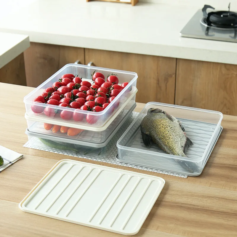 Холодильник коробка для хранения японский квадратный пластиковый однослойный герметичный ящик большой прозрачный шкаф для хранения и классификации