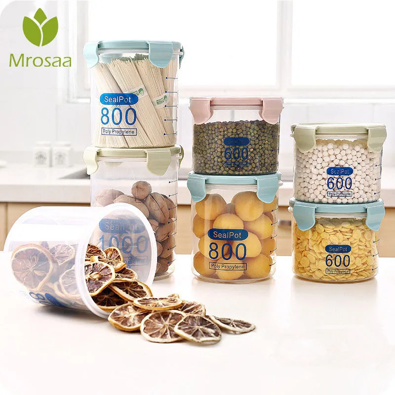 

High Quality Household Transparent Plastic Sealed Cans Food Jar Kitchen Cereal Grain Storage Box Environmental Protection Materi