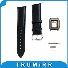 22mm correa de piel genuina para pebble tiempo/tiempo de guijarros grano de smart watch correa de muñeca de acero pulsera de la correa