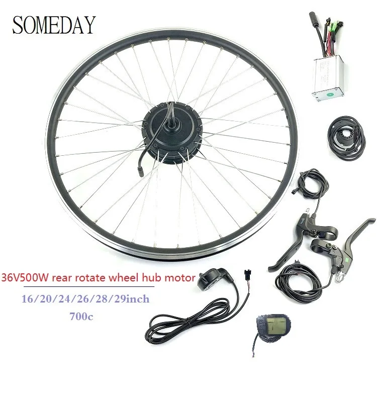 

SOMEDAY 36V500W electric bike conversion kit with lcd5 display e-bike rear rotate hub motor with spoke and rim