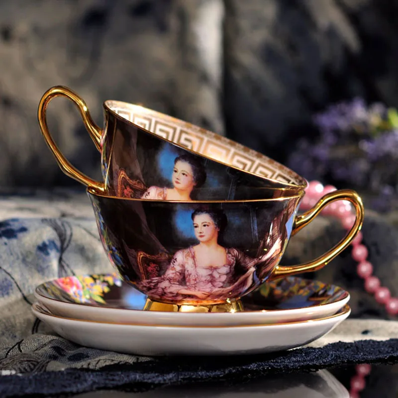 Европейский Костяной фарфор кофе cccup набор императрица Жозефина масло рисунок кофейной чашки английский фарфор Элегантный послеобеденный чай чашка