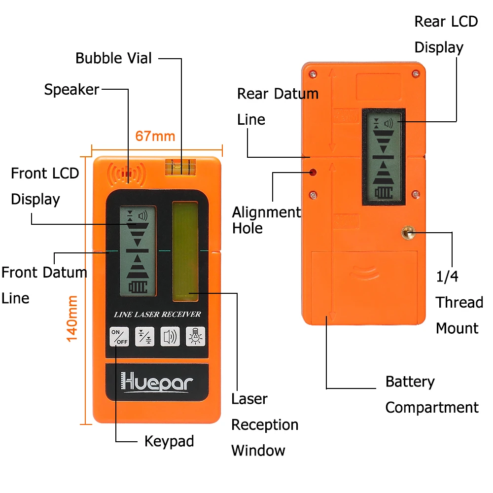 Günstige Huepar Digital LCD Laser Empfänger Outdoor Modus Laser Detektor Verfügbar Für Pulsierende Grün Rot Strahl Kreuz Linie Laser Ebene Clamp