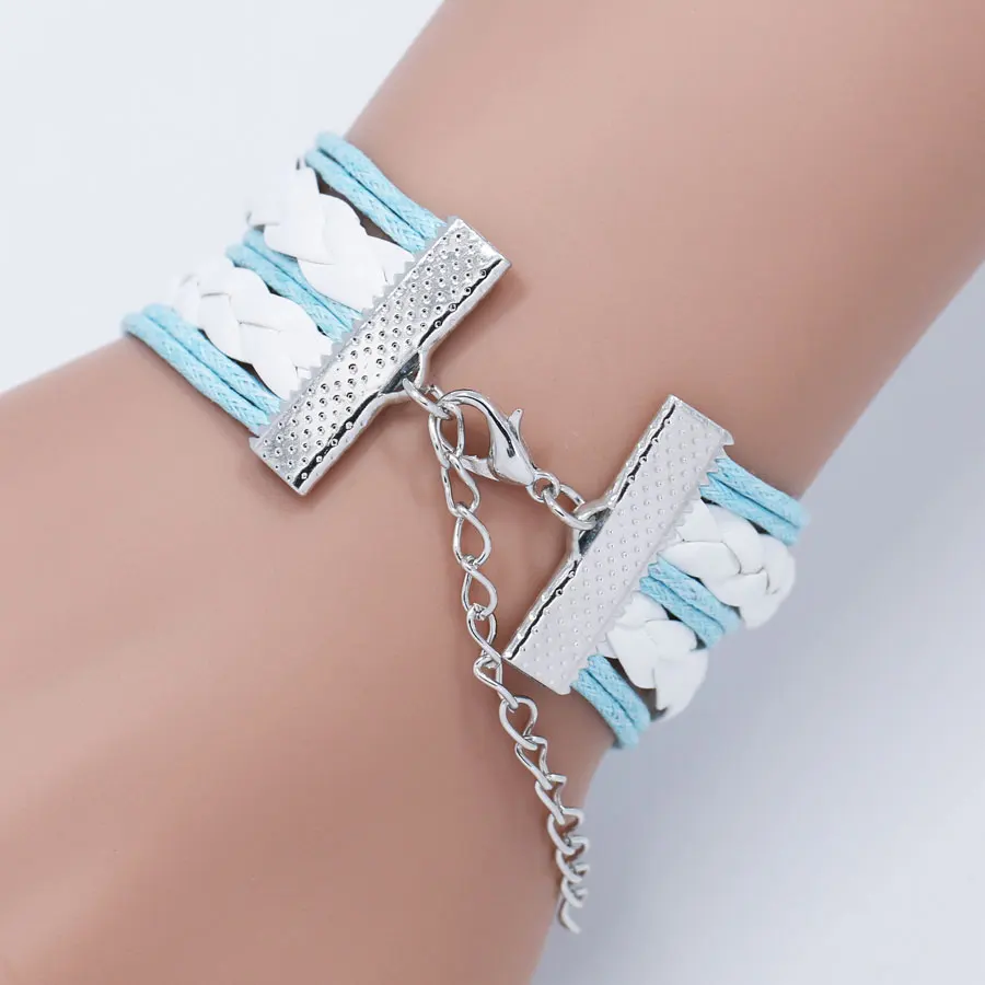 Модные черные веревки белый конь стеклянный кабошон кожаный браслет для женщин