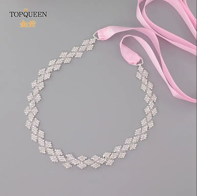 TOPQUEEN S55 свадебный пояс, стразы, пояс для свадебного платья, пояс с серебряными бриллиантами для вечернего платья, атласная лента, пояс из сплава - Цвет: pink