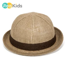 REAKIDS, летние детские пляжные шляпы Панамы, Детские Солнцезащитные кепки для маленьких девочек и мальчиков, Детская Солнцезащитная шляпа, высокое качество, соломенная шляпа для пляжа