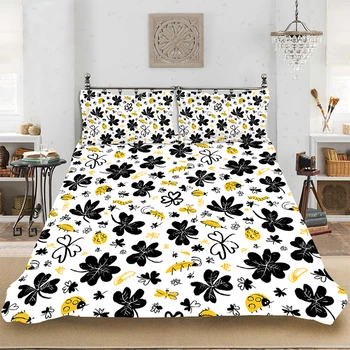 

Fresh Flower Four-leaf Pattern clover Bedding set Bedclothes Include Duvet Cover Pillowcase Print Home Textile Bed Linens