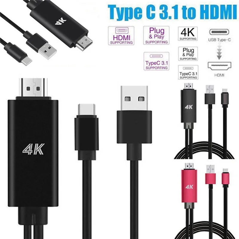 

USB 3.1 Type C to HDMI TV/HDTV Video Cable for Samsung S8/S9/S10 Plus Note