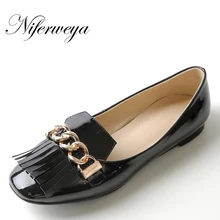 Новые повседневные Демисезонные женские лоферы размера плюс 32-48, одноцветные, из PU искусственной кожи, с кисточками, на плоской подошве, модные, с квадратным носком, без шнуровки, розовые туфли на плоской подошве, V5-3