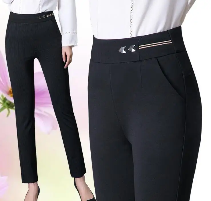 2018 новые весенние женские эластичные тонкие брюки с эластичной резинкой на талии