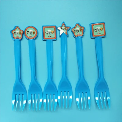 OUSSIRRO Детские вечерние Мультяшные Восьмиугольные декорации, чашки и флаги, вечерние бумажные инструменты - Цвет: 12PCS Fork