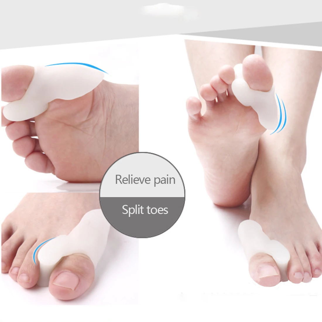 

Foot Hallux Eversion Correction Pad Big Toe Separator Cover Silicone Gel Thumb Set 1Pair Relieve Foot Pain Toe Corrector
