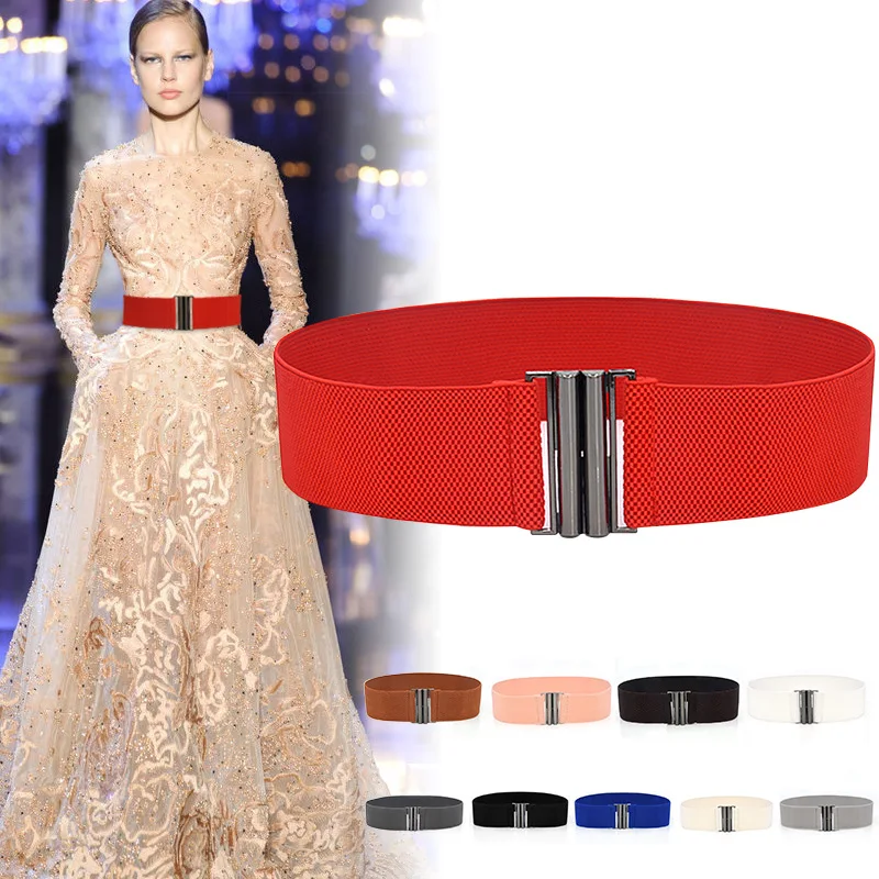 

2019 Waist Belt Women Wide Elastic Dress Belt Hengreda Accessories Stretch Elastic Wide Corset Waist Metal Buckle