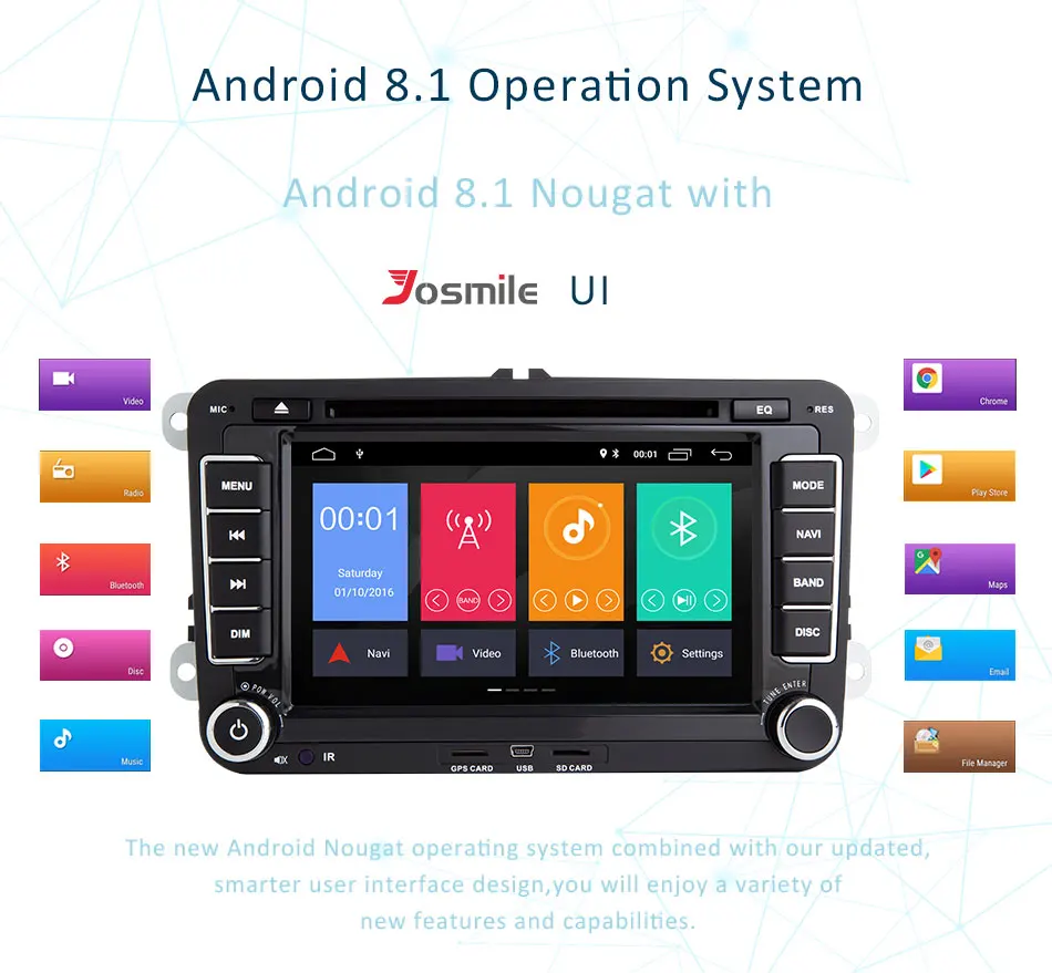 Clearance 7" Android 8.1 Car Radio DVD Player For VW/Volkswagen/POLO/Golf/Skoda/Octavia/Seat/Leon Multimedia Stereo GPS Navi Wifi TPMS FM 1