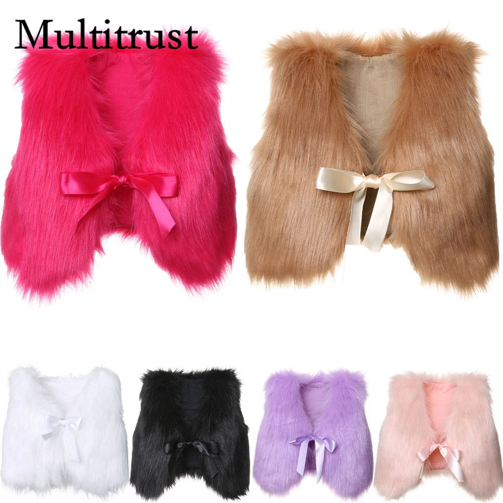 

2019 Multitrust Autumn NEW Baby Girl Faux Fur Vest Waistcoat Kid Warm Winter Jacket Outwear Solid Fashion Coat