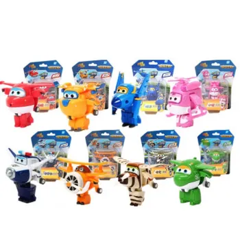 

New Hot 8PCS/Set Super Wings Mini Airplane ABS Robot toy Action Figures Super Wing Transformation Jet Cartoon Children Kids Gift