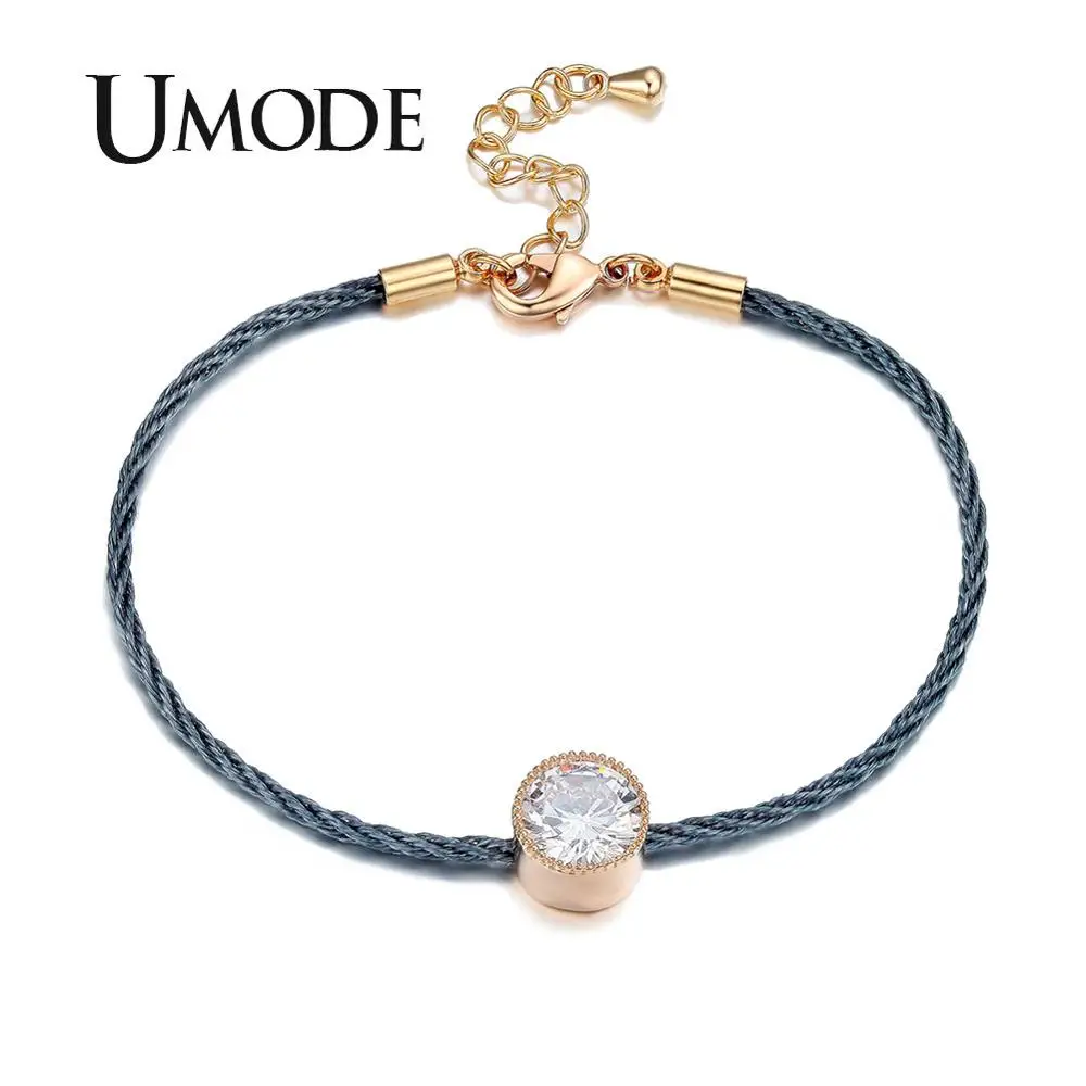 UMODE 1.5ct круглые веревочные браслеты для женщин круглые браслеты с кубическим цирконием Модные CZ вечерние Ювелирные изделия Подарки для девочек UB0088