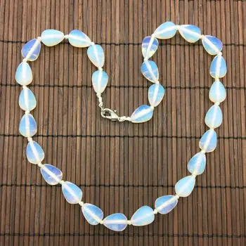 

New Women Bracelets Natural Stone Beads Choker 45 cm Oval Beads Fashion Jewelry stone purple stone White Opal Stone