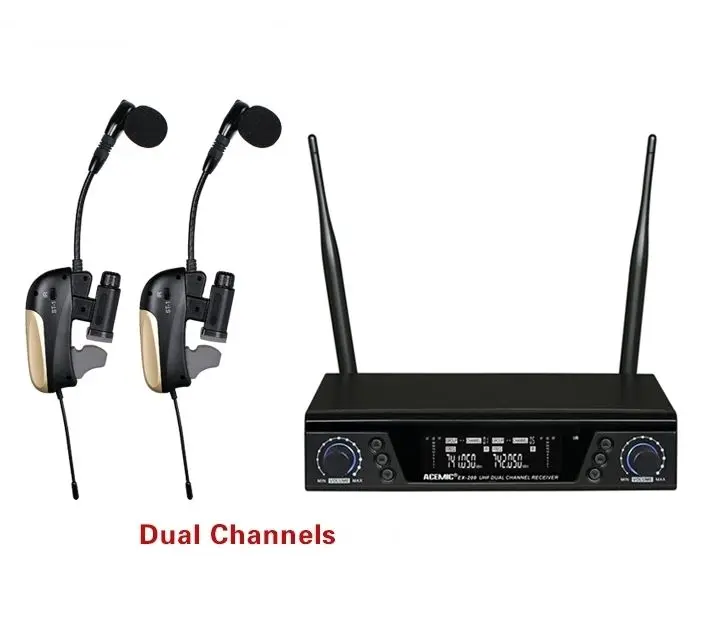 

ACEMIC Pro Dual Channel Wireless Saxophone Microphone True Diversity, Wireless Saxophone System Musical Instrument Amplifier