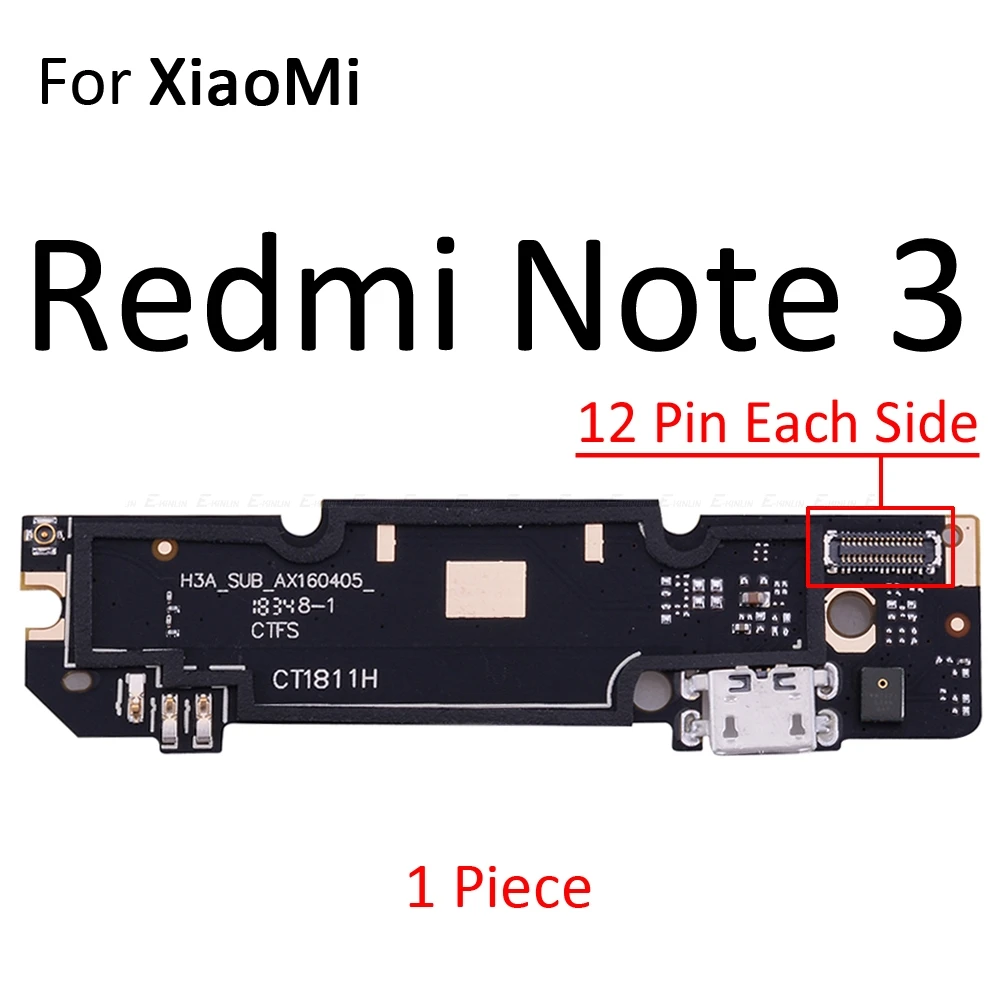 For Redmi Note 3 Части платы разъема для зарядки гибкий кабель с микрофоном Микрофон для Xiaomi Redmi Примечание 5A 4 4X 4A 3 3S 2 2A Pro Global - Цвет: For Redmi Note 3