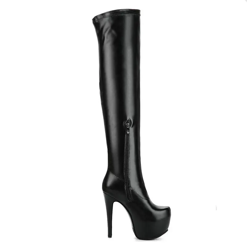 Nero Caldo Nuove Zip Alto Al Nero Inverno Tacco Sopra Piattaforma Flock Sexy Scarpe Donna Black Donne Modo Gli Della Bianco Sottile il bianco Di Stivali Da 2019 Coscia Ginocchio gXqTdg