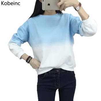 Long Sleeve Slim Autumn Moletom Round Neck Gradual Change