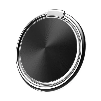 Металлическое кольцо для телефона, держатель для телефона samsung huawei, 360, Вращающаяся ручка, кольцо-держатель для пальца, магнитный автомобильный держатель для мобильного телефона - Цвет: Black