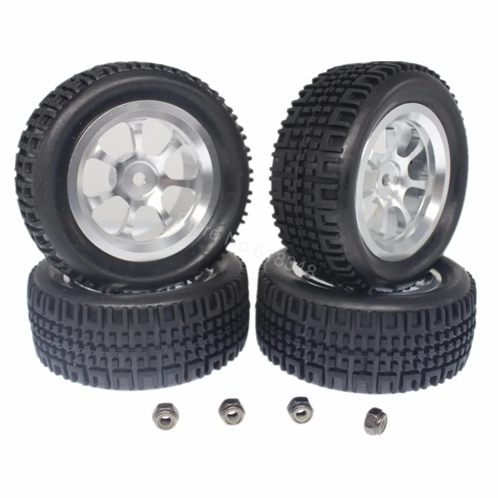 4PCS 76mm RC Tires & Aluminum Alloy Wheel Rims 5 Spokes Foam Inserts 12mm Hex Hub With M4 Nut