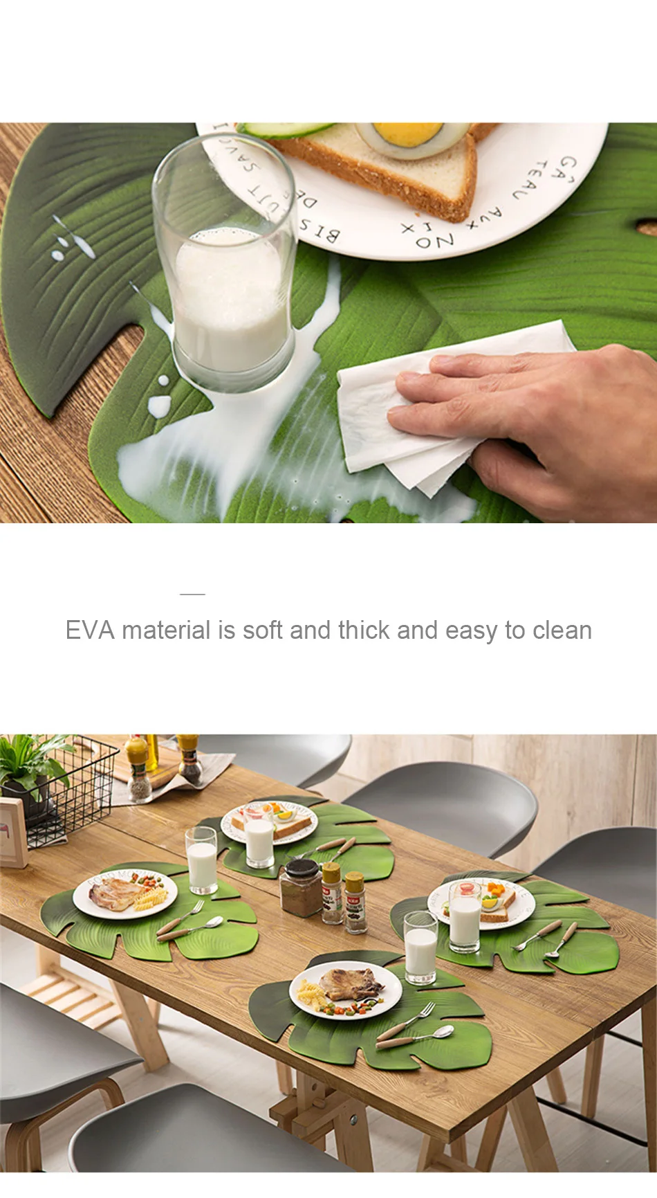 Simulated Turtle Back Leaf Placemat Artificial Plant Insulation Non-slip Tableware Home Western anti-hot plate Table Decor Mats (6)