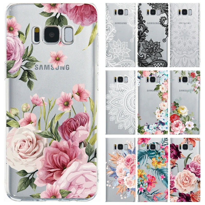 

Floral Soft TPU Case sFor Samsung Galaxy S8 S 8 Cover Silicone On For Samsung S8 S 8 Plus S8+ Capa Relief Clear Phone Cases