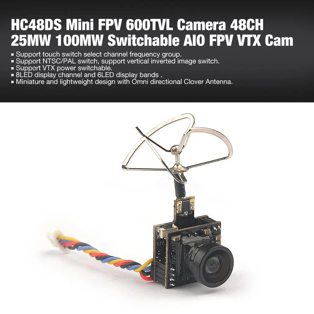 

Mini 5.8G Photography Camera Output Power 48CH 25MW 100MW Switchable Camera AIO FPV VTX HC48DS Camera for Indoor FPV Accessories