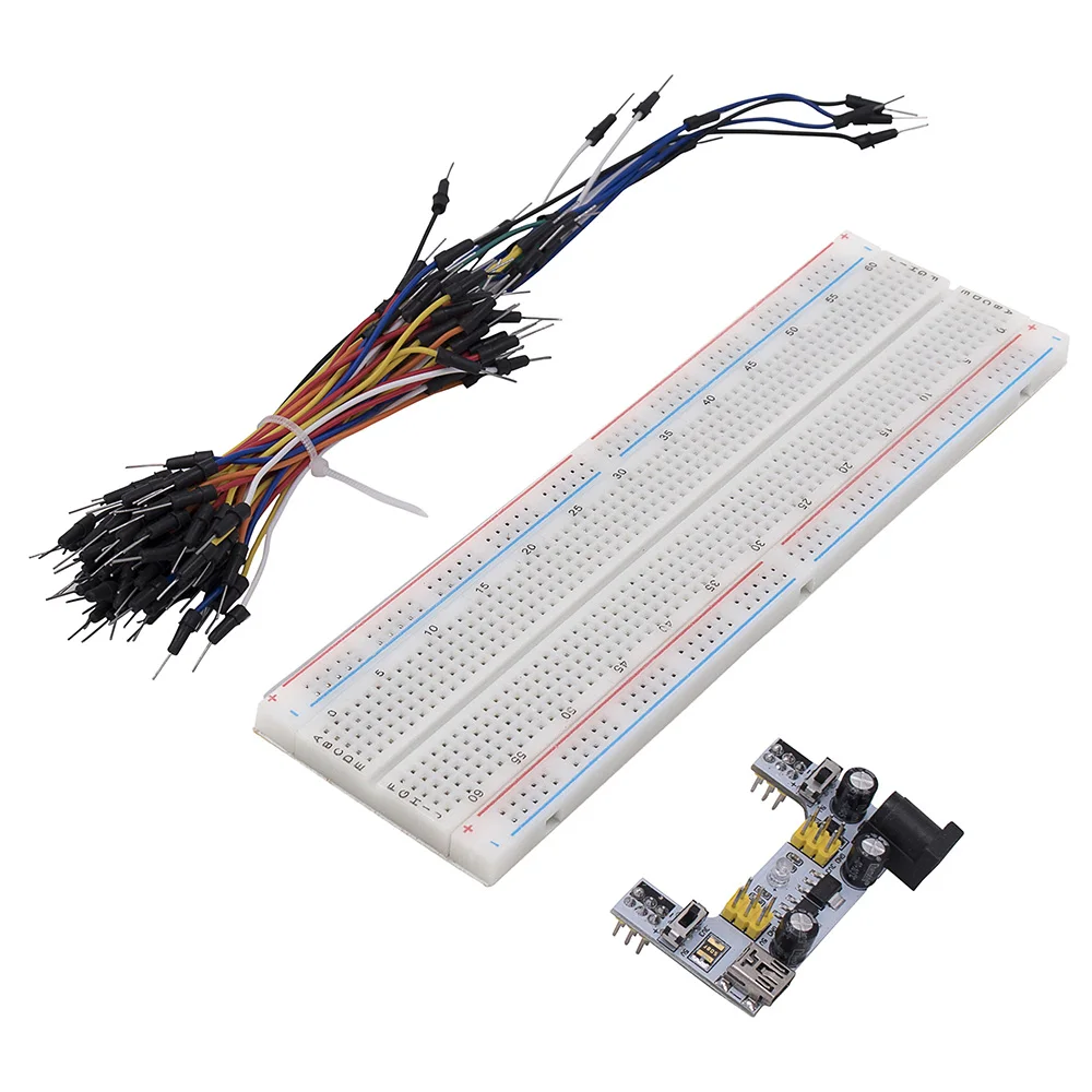 Высококачественный модуль питания MB102 3,3 В/ 5 В+ макетная плата с 830-ю контактными точками+ 65 шт. соединительных кабелей - Цвет: Set2