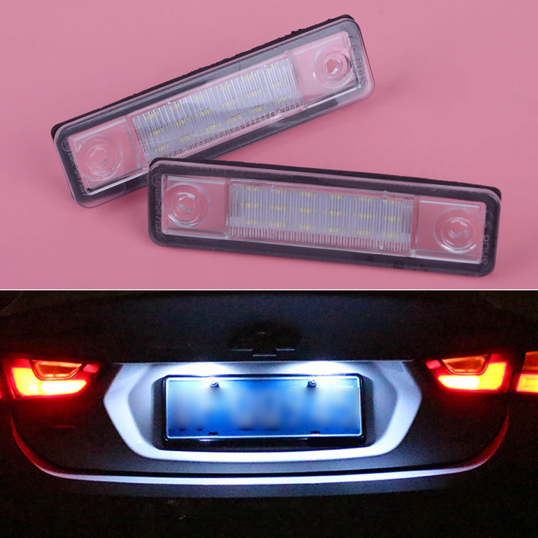 DWCX 1 Pair White 18 LED ABS License Plate Light Fit For Vauxhall Opel