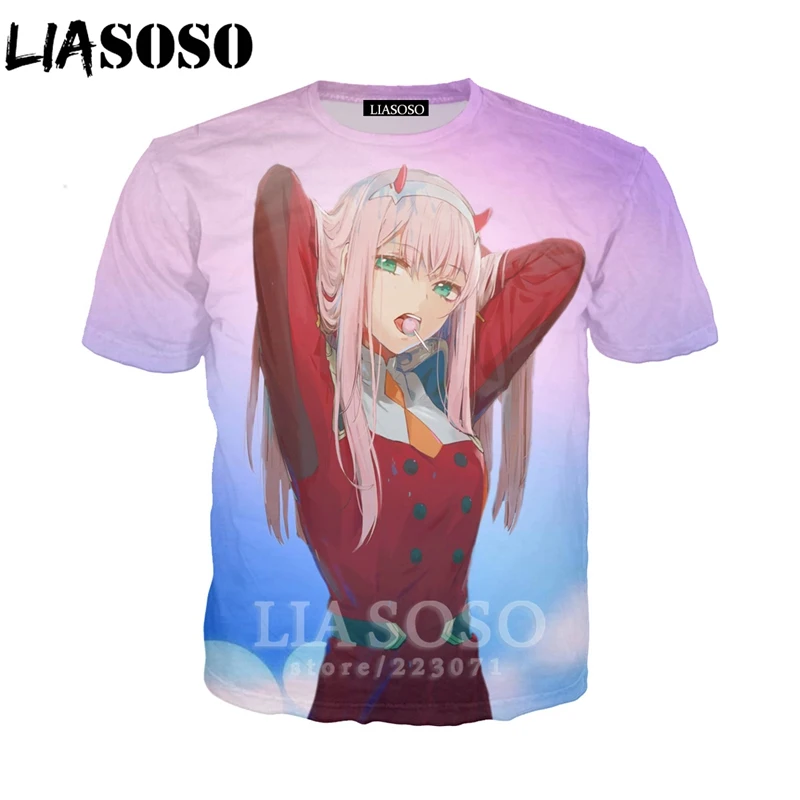 LIASOSO летняя Новинка для мужчин и женщин с 3D принтом аниме Darling In The Franxx футболка