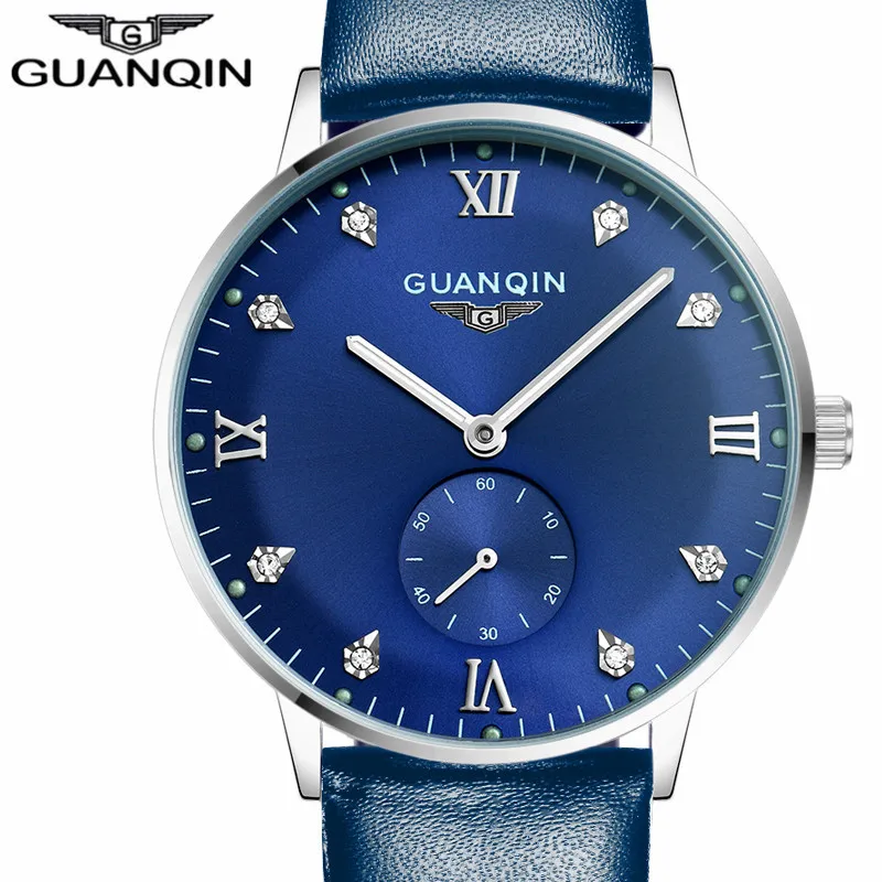 Mens Watches Top Brand Luxury GUANQIN Watch Men Automatic Mechanical Luminous Wristwatch Men's Leather Watch relogio masculino
