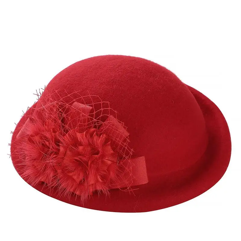 Шерсть простота Для женщин леди классический чародей волос Pillbox Hat цветочный Фетр коктейль свадебное церковь Fedora бассейна cap