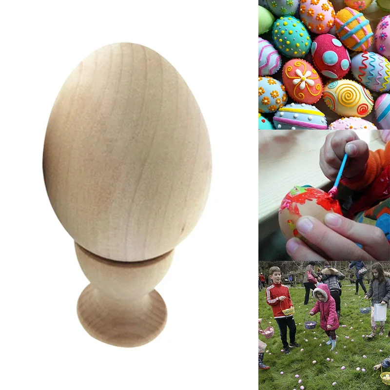 

1 Pcs Wooden Egg Simulation Eggs DIY Hand Painted Doodle Easter Egg Kid Play House Pretend Play Toys For Children Gifts FJ88