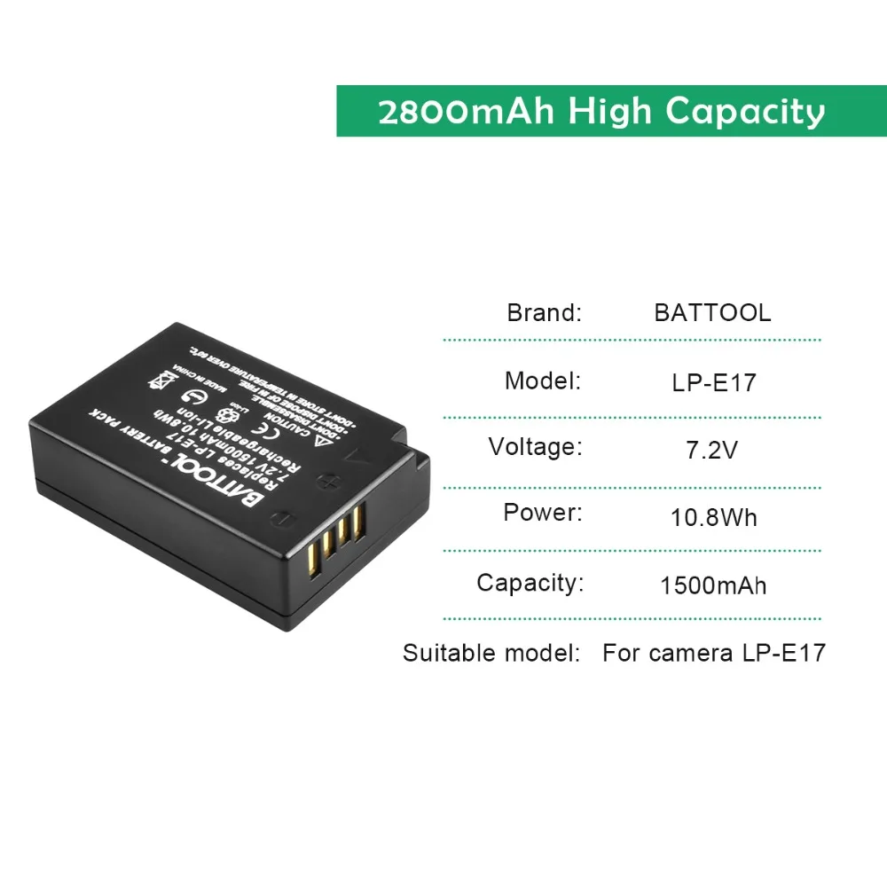 BATTOOL LP-E17 LPE17 LP E17 Перезаряжаемые батареи + ЖК-дисплей Зарядное устройство для Canon EOS M3 M5 750D 760D T6i T6s 800D 8000D поцелуй X8i