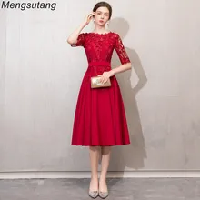 Robe de soiree Новое Кружевное тонкое вечернее платье vestido de festa с круглым вырезом, длиной до колен, плюс размер, вечернее платье для выпускного вечера, женское элегантное