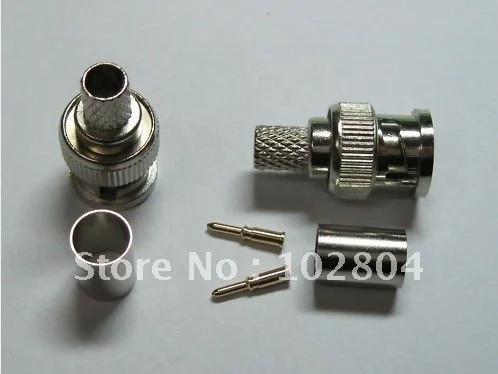 

BNC Plug Crimp Coaxial Connector 3-Piece for RG6 5 Set per Lot