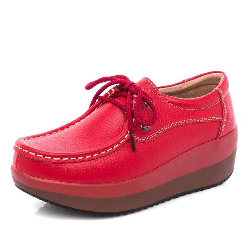 Cuir Red 2019 De En Dames 41 laceupblack Printemps Grande Plat laceupwhite black wihte Nouvelles Femmes Taille Chaussures laceupred 35 slip Non Confortable Décontractées Respirant IU7XUrq